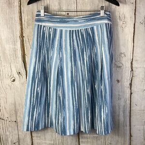 Investments Blue and White Watercolor Stripe Skirt Size 10